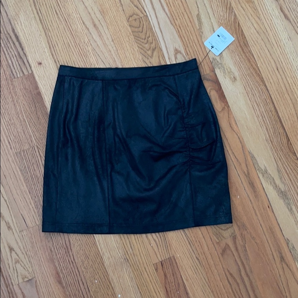 Ruched Black mini skirt- free people